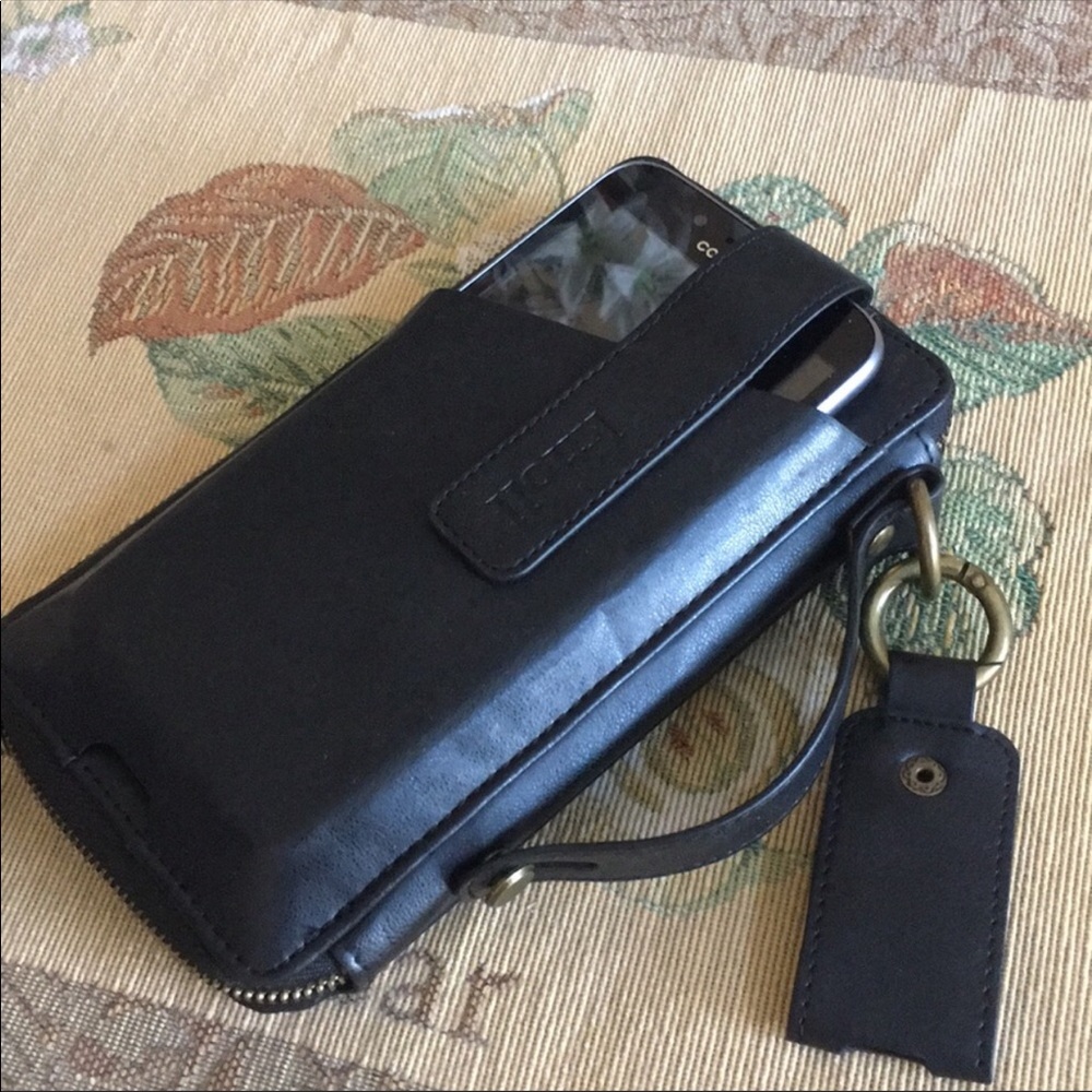 Cell phone holder and wallet wristlet